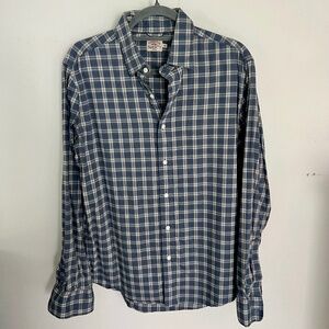 Men's Faherty Shirt Blue Plaid Soft Button-Down Size Medium